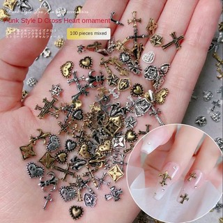 Charm nail 1k 1 viên mẫu ngẫu nhiên set 10v mẫu thánh giá, charm bạc đồng,cổ điển..