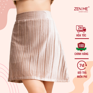 Chân Váy Nữ Zen Me Chất Nhung Xếp Li Nhỏ Dáng Chữ A Lưng Cao Màu Be Dễ Phối Đồ - Váy Nữ Có Lớp Quần Lót Bên Trong, ZenMe