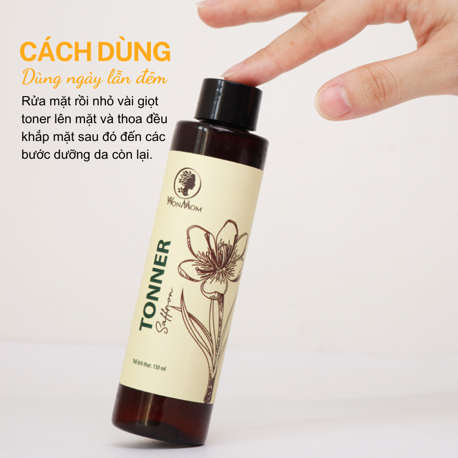 Toner nhụy hoa nghệ tây, dưỡng ẩm và trắng da Wonmom 150ml