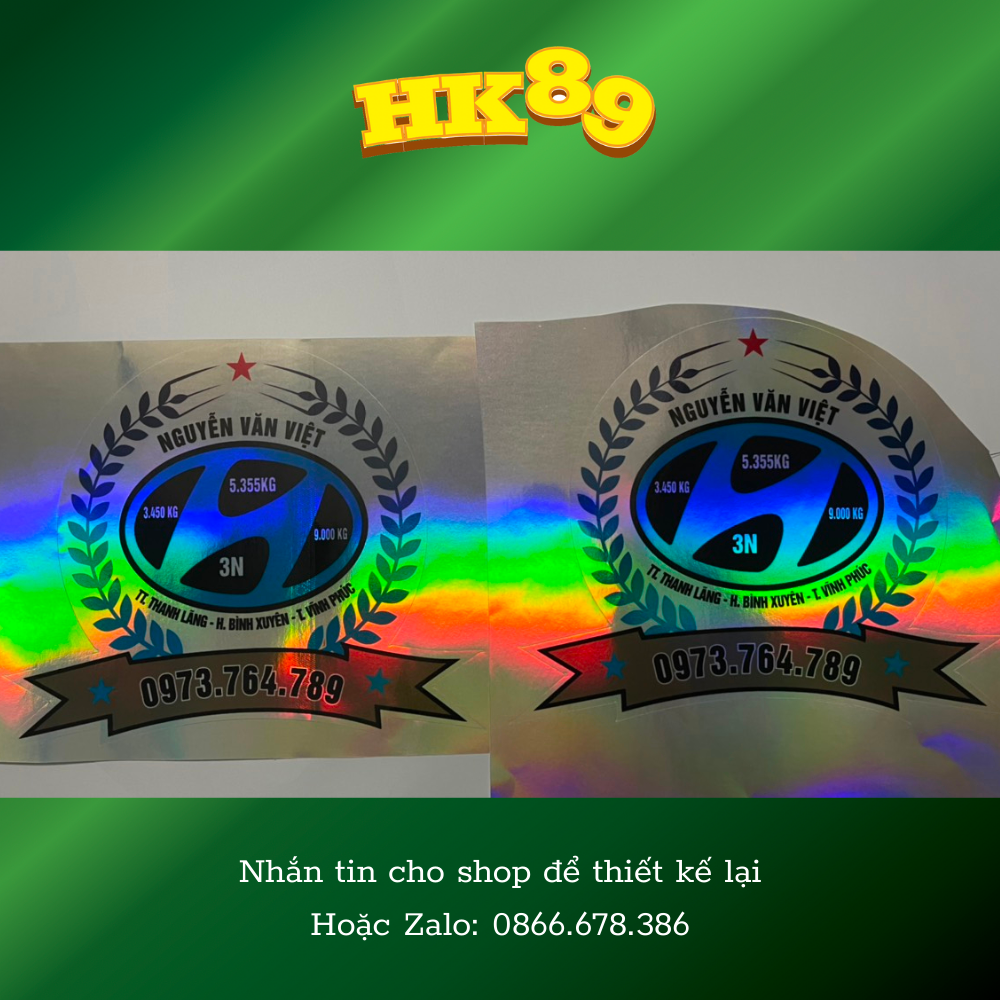 Đôi tem tải trọng, thông số xe tải - Decal 3 lớp, Phản quang 7 màu