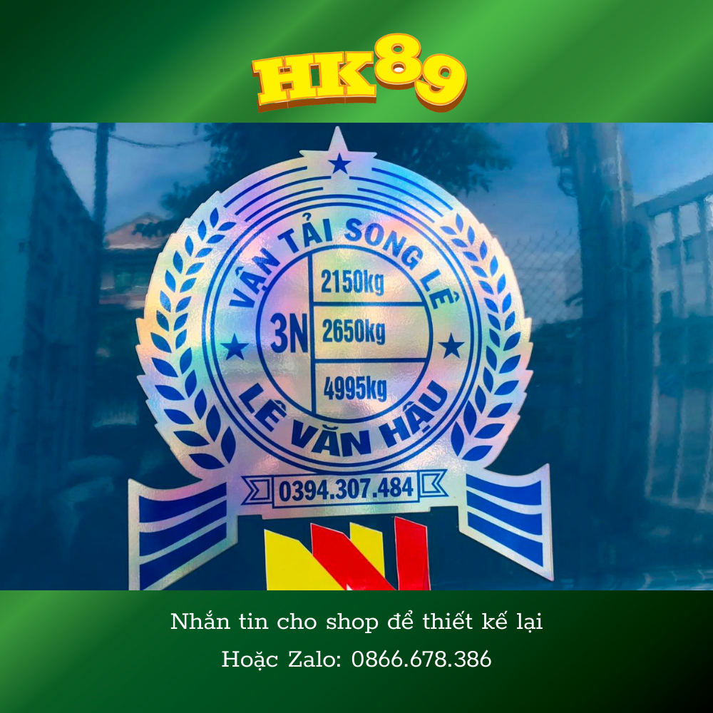 Đôi tem tải trọng, thông số xe tải - Decal 3 lớp, Phản quang 7 màu