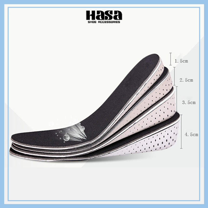 Cặp lót giày tăng chiều cao cao su, êm chân, thoáng khí độn đế tăng 1,5-4,5cm - Loại nguyên bàn chân - HASA L14
