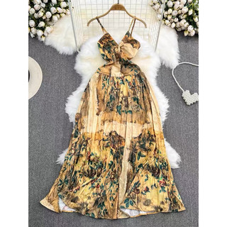 Đầm maxi Boho hở lưng quyến rũ