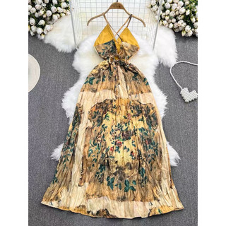 Đầm maxi Boho hở lưng quyến rũ