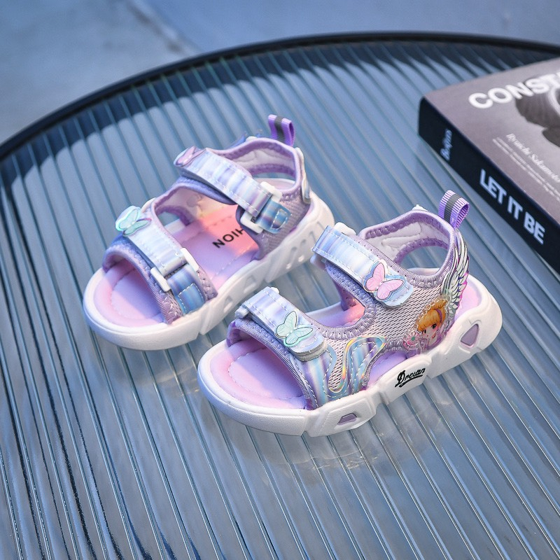 Dép Sandal Cho Bé Gái Từ 2 đến 7 Tuổi Quai Dán Hình Công Chúa Xinh Xắn