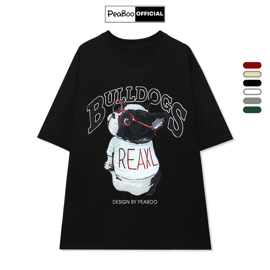 Áo Thun Nữ, Áo Phông Unisex By PEABOO Mã TN Bulldogs Chất Cotton Thoáng Mát Form Rộng Tay Lỡ Cho Nam Nữ