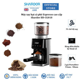 Máy xay hạt cà phê Espresso Shardor BD-CG018 cao cấp 51 chế độ xay - Bảo Hành 12 Tháng