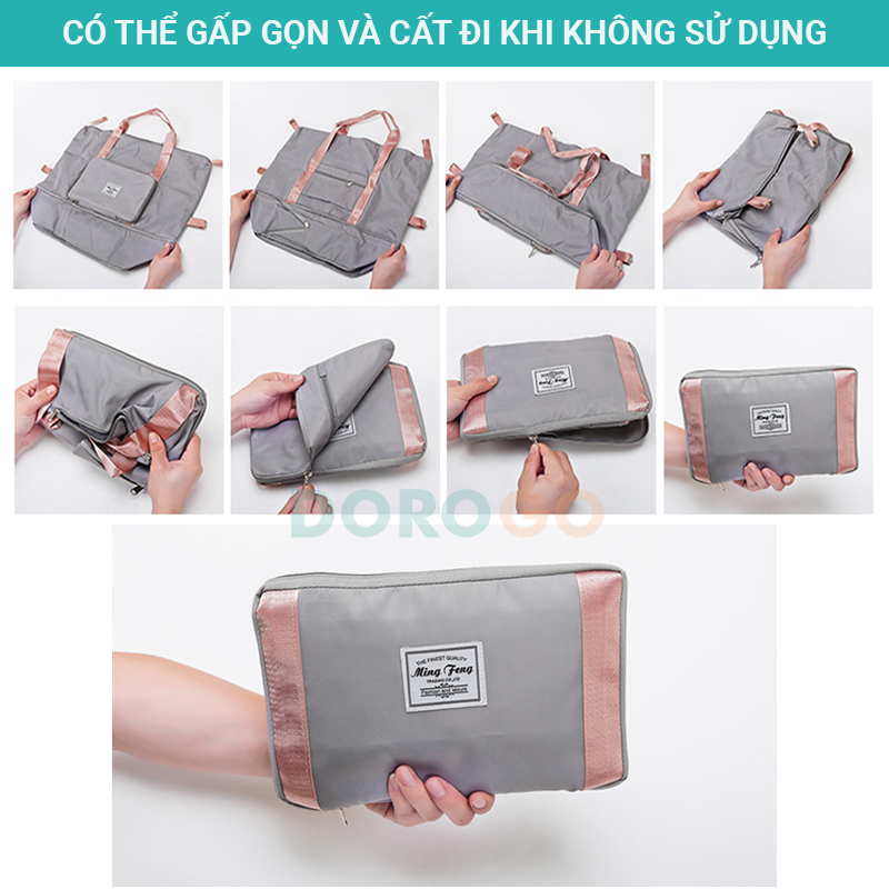 Túi đựng quần áo du lịch gấp gọn DOROGO xách tay để hành lý size lớn DRG