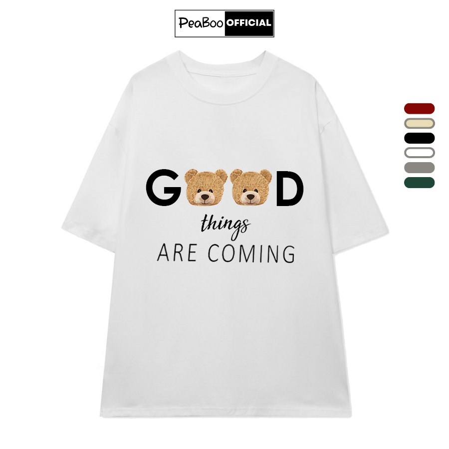 Áo Thun Nữ, Áo Phông Unisex By PEABOO Mã TN Good Things Chất Cotton Thoáng Mát Form Rộng Tay Lỡ Cho Nam Nữ