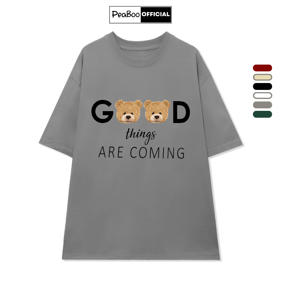 Áo Thun Nữ, Áo Phông Unisex By PEABOO Mã TN Good Things Chất Cotton Thoáng Mát Form Rộng Tay Lỡ Cho Nam Nữ