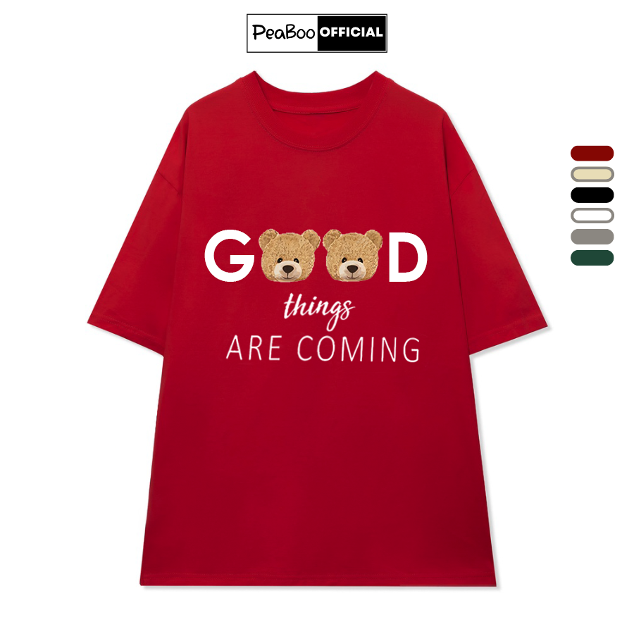 Áo Thun Nữ, Áo Phông Unisex By PEABOO Mã TN Good Things Chất Cotton Thoáng Mát Form Rộng Tay Lỡ Cho Nam Nữ