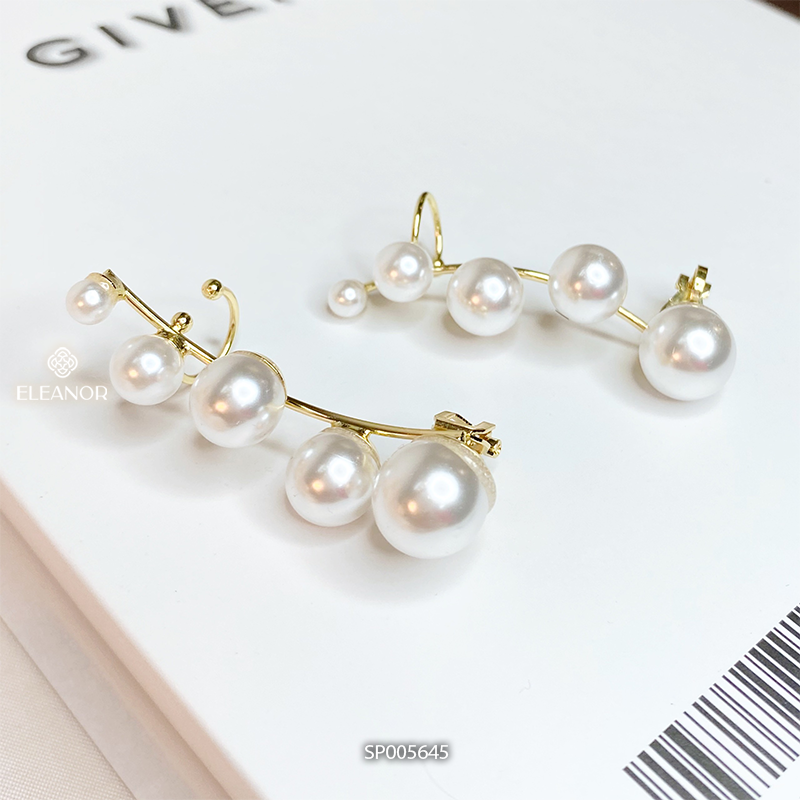 Bông tai nữ gắn vành Eleanor Accessories đính ngọc trai nhân tạo phụ kiện trang sức 5645