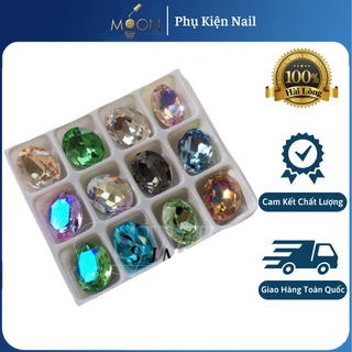 Đá khối nail, vĩ 12 viên đá khối gắn móng cao cấp nhiều hình dạng ⭐️moon.phukiennail