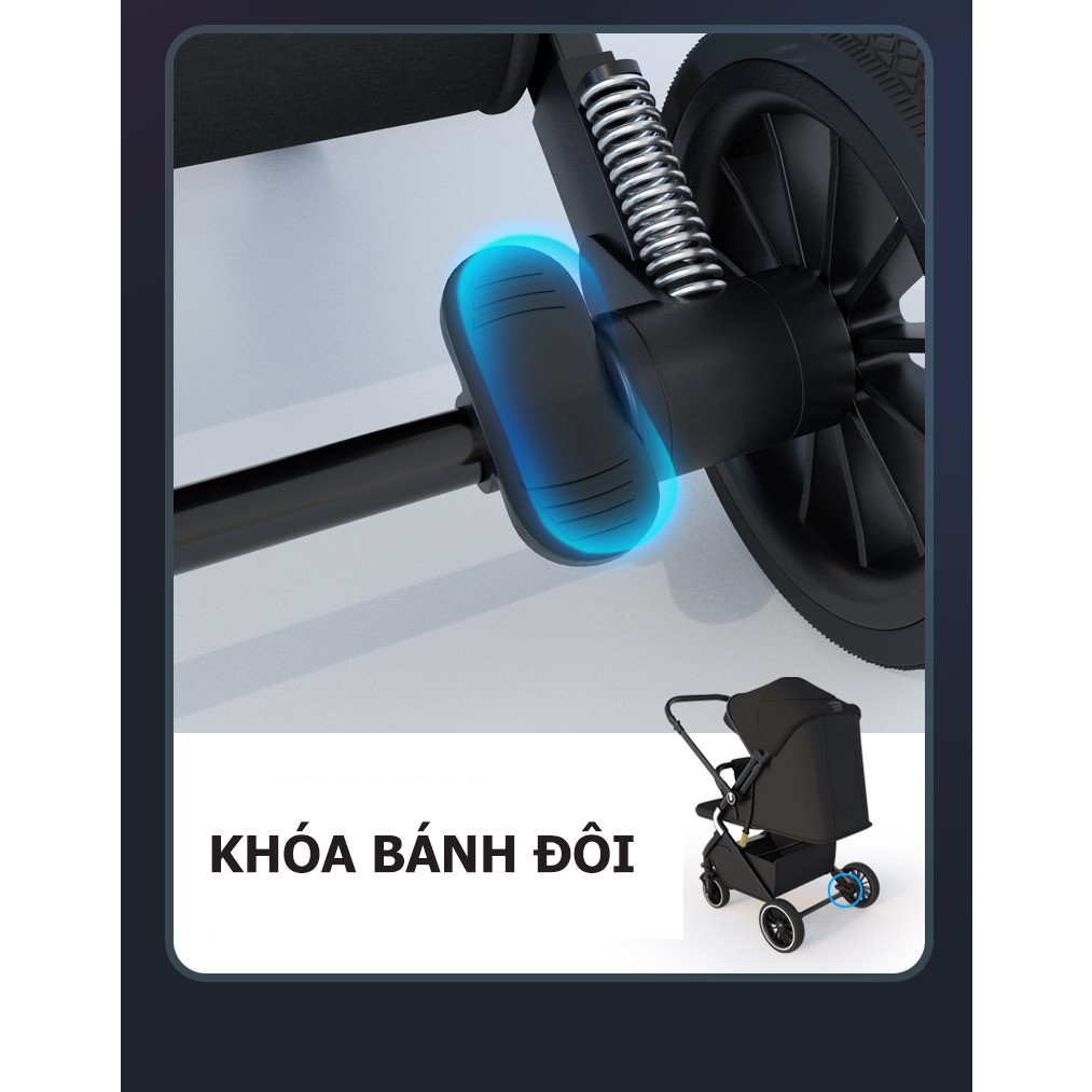 Xe đẩy đôi em bé 2 chiều ngả lưng 3 tư thế cho bé BaBy gấp gọn thành vali kéo, siêu chắc chịu lực 40kg