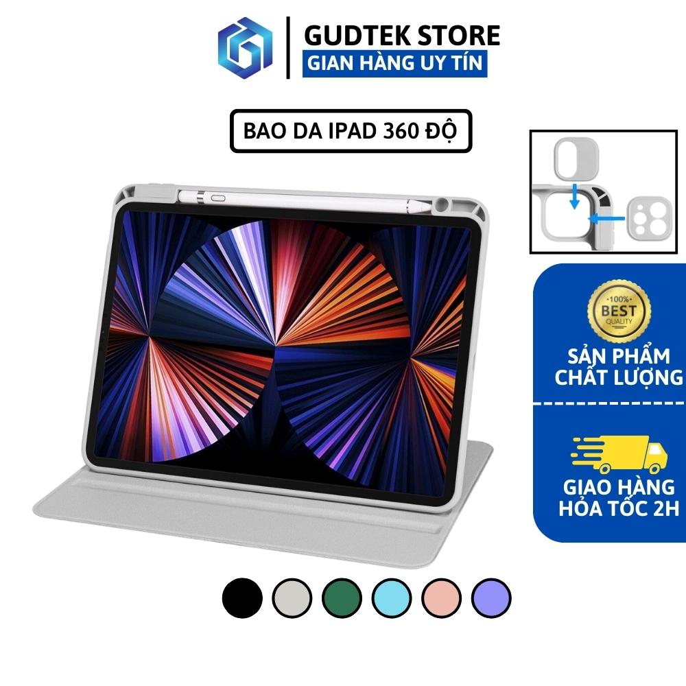 Bao da iPad, Ốp iPad Xoay Dọc 360 cho iPad Pro 11, Mini 6, Air 4, 10.2 inch - Có khe sạc bút, lưng trong suốt
