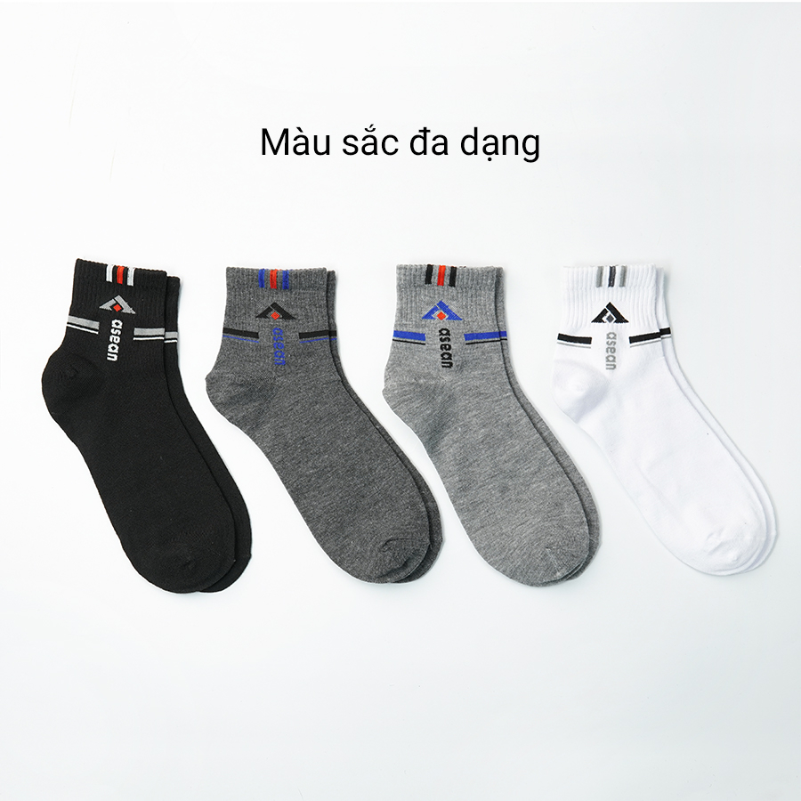 Tất vớ Nam cổ trung phổ thông cổ trung V-SOCKS giá rẻ họa tiết icon chất liệu cotton dày dặn thấm hút ôm chân