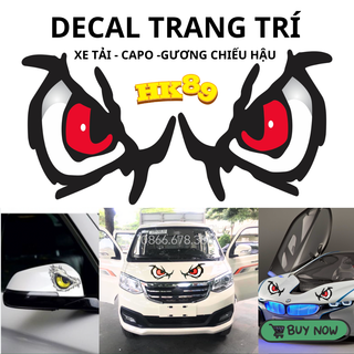 Tem xe đôi mắt - decal 3 lớp, phản quang 7 màu