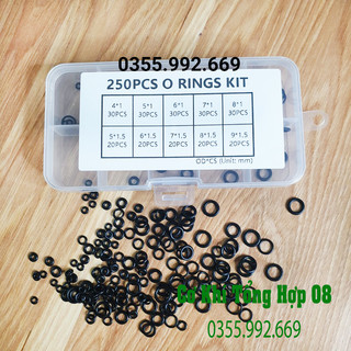 Gioăng sim cao su. Hộp 250pc gioăng cao su cỡ bé nhất chịu nhiệt dầu cao cấp