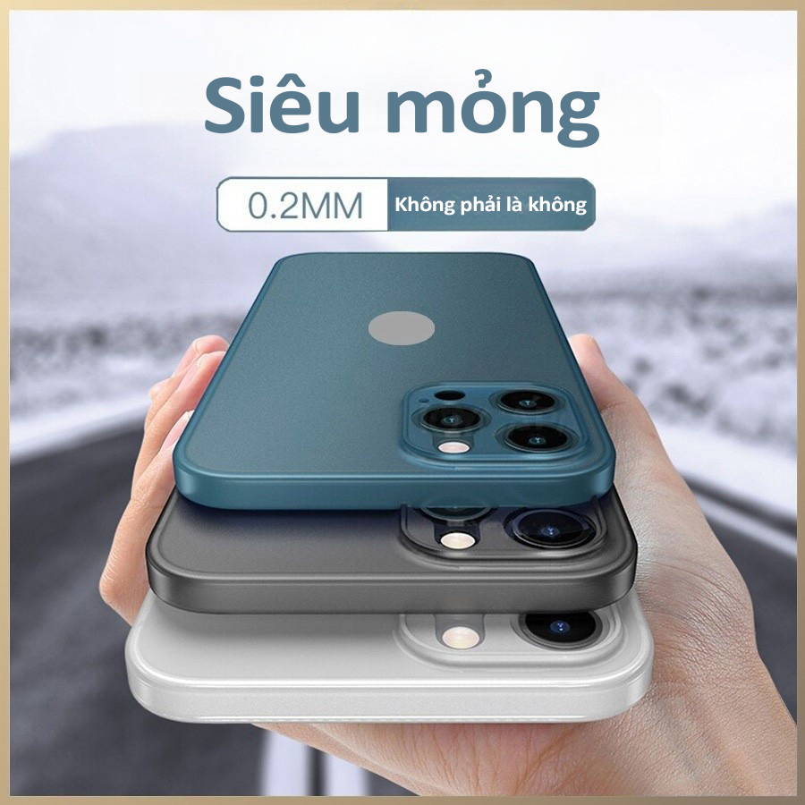 Ốp siêu mỏng-Cầm Máy Chân Thực- Mỏng- Nhám-Cứng-Bo Viền Cho Iphone 7Plus Đến 14 ProMax