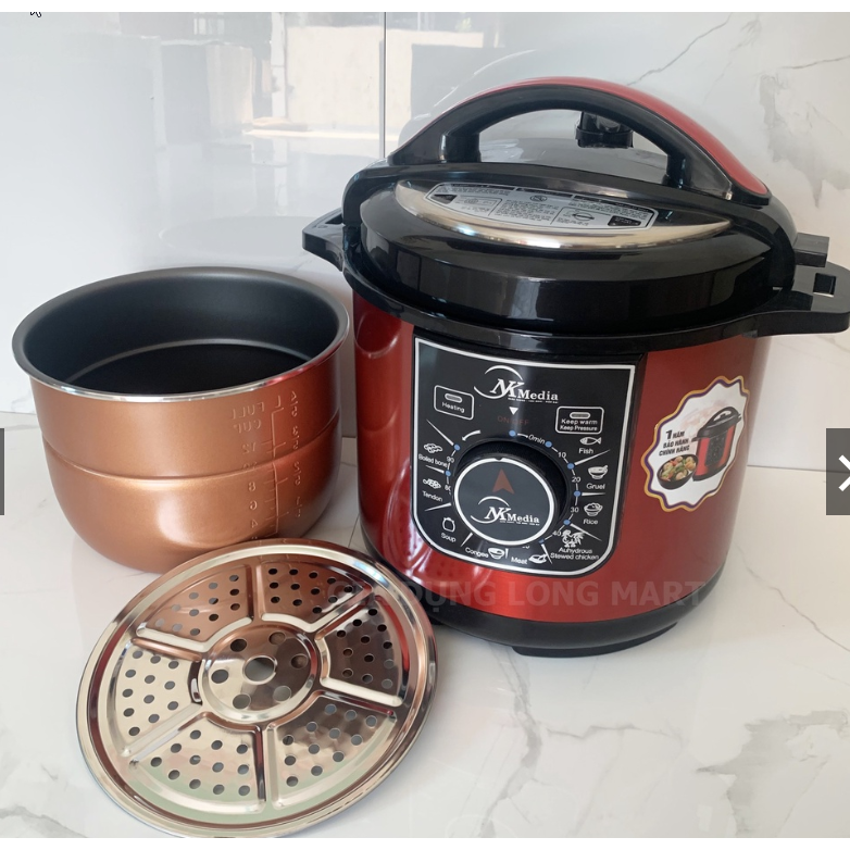 NỒI ÁP SUẤT ĐIỆN NK MEDIA MD-EPC6860 Dung tích 6L - Tặng Kèm Khay Hấp Thức Ăn, Hàng Chính Hãng, Bảo Hành 12 Tháng