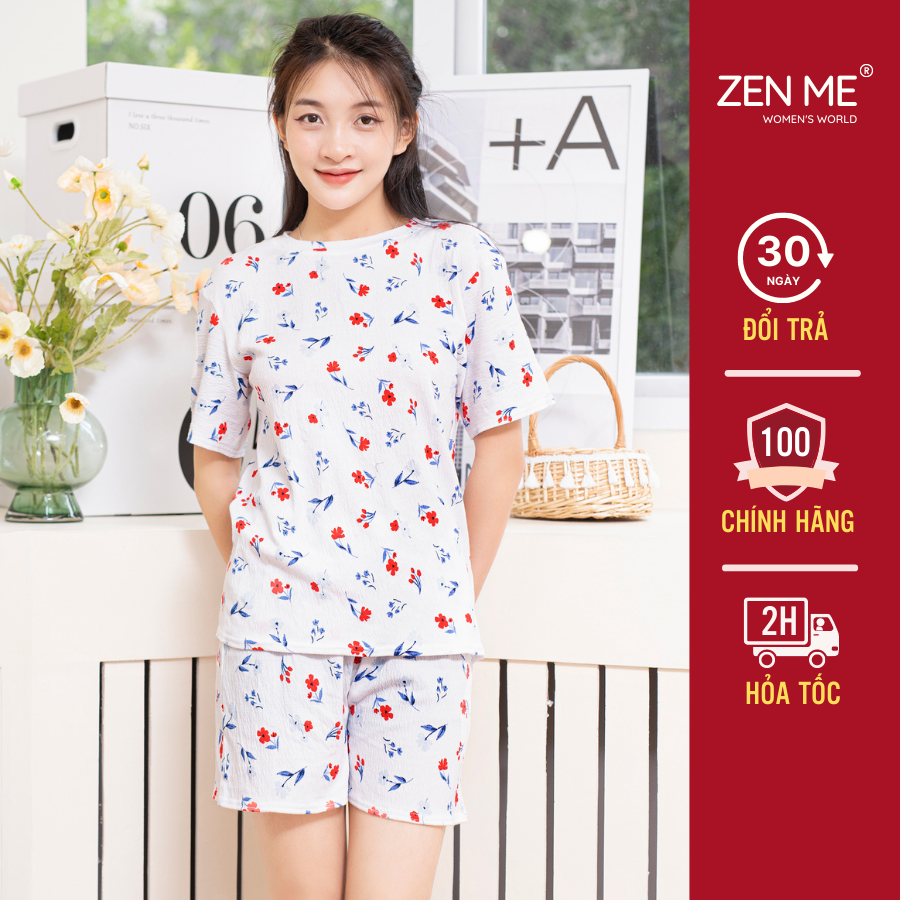 Đồ Bộ Nữ Mặc Nhà Họa Tiết Dễ Thương Chất Liệu Cotton Thoáng Mát BCD0622, Zen Me Women's World