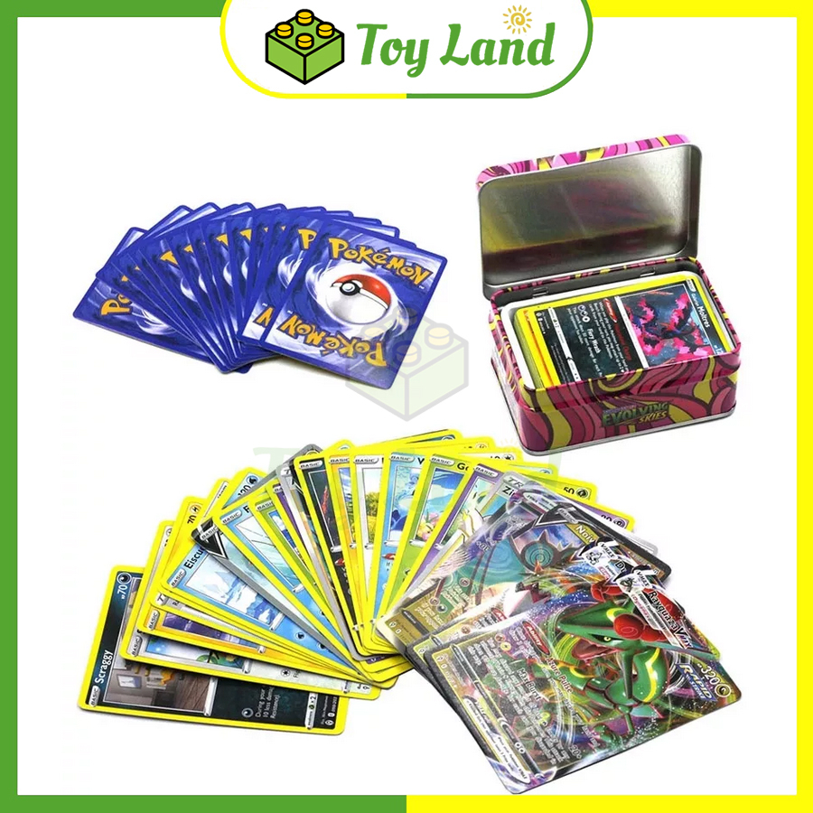 Bài Pokemon Hộp Sắt 42 Thẻ Tặng Kèm 1 Thẻ Vip Pokemon Hộp Thiếc Đồ Chơi Trẻ Em Xả Stress Sưu Tầm Giải Trí Board Game