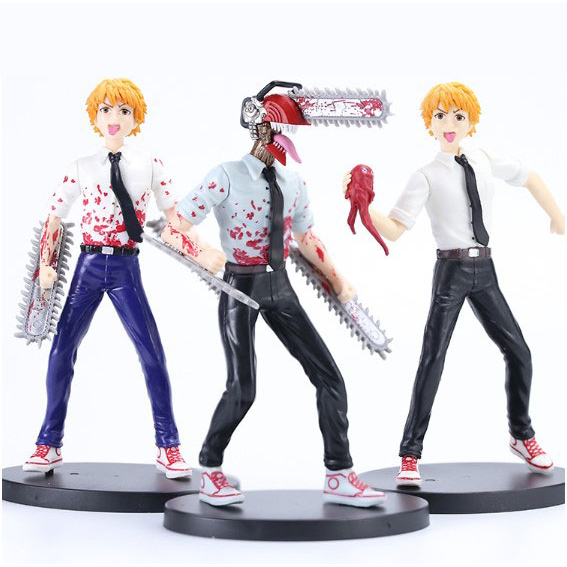 Mô Hình Chainsaw Man Thợ Săn Quỷ, Người lưỡi cưa , Quỷ Cưa trạng thái chiến đấu cực ngầu .Cao 19cm .