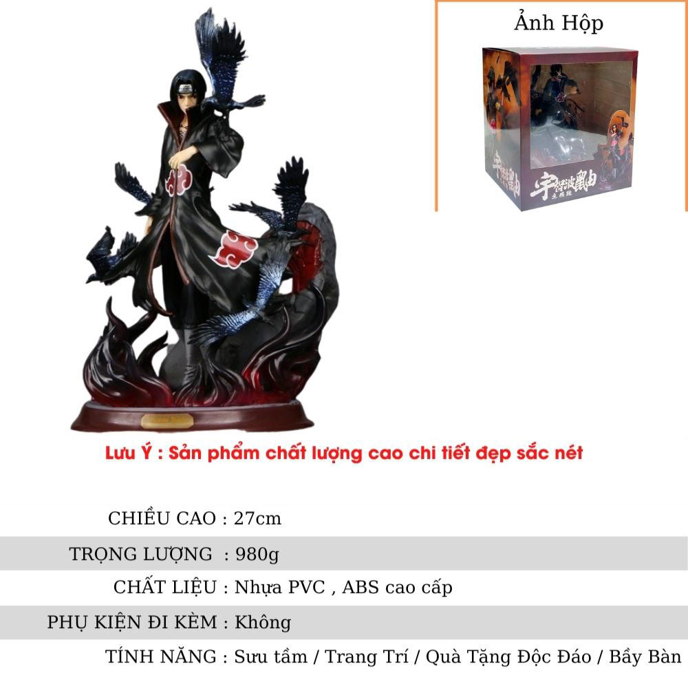 Mô hình Naruto ITACHI Akatsuki hắc hỏa dáng đứng cực ngầu . Cao 29cm , nặng 1kg . Figure naruto