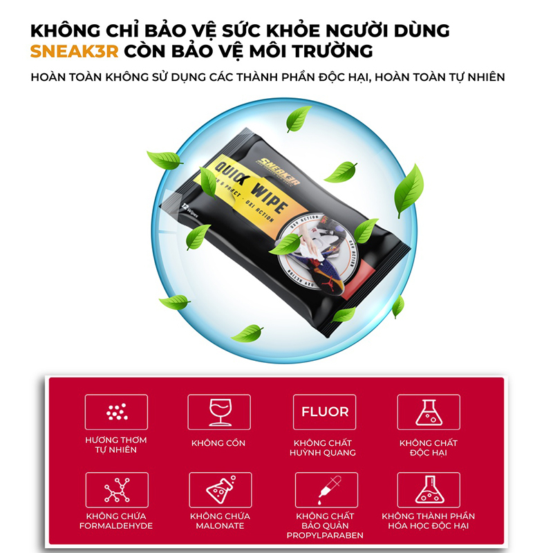 Khăn lau giày sạch nhanh Quick Wipe Sneak3r công nghệ Oxi Aciton chính hãng