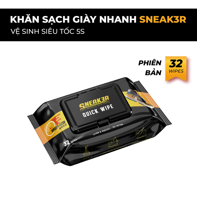Khăn lau giày sạch nhanh Quick Wipe Sneak3r công nghệ Oxi Aciton chính hãng
