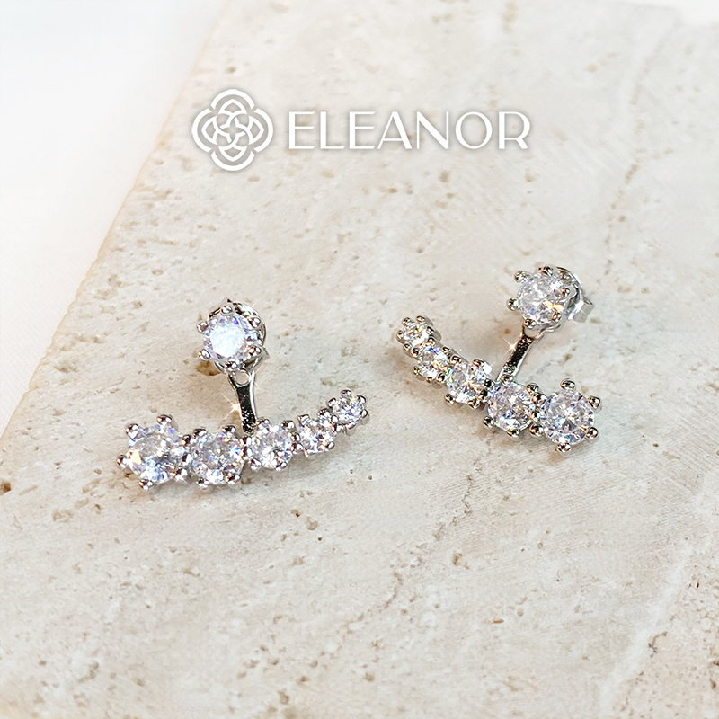 Bông tai nữ chuôi bạc 925 Eleanor Accessories viền đính đá kiểu dáng độc đáo phụ kiện trang sức 5565