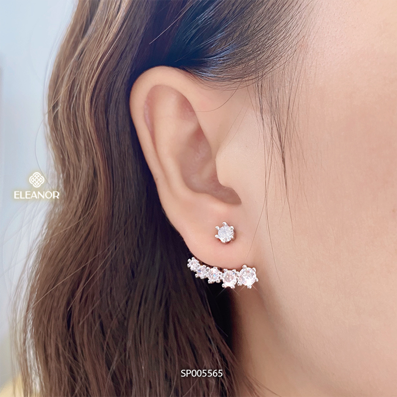Bông tai nữ chuôi bạc 925 Eleanor Accessories viền đính đá kiểu dáng độc đáo phụ kiện trang sức 5565