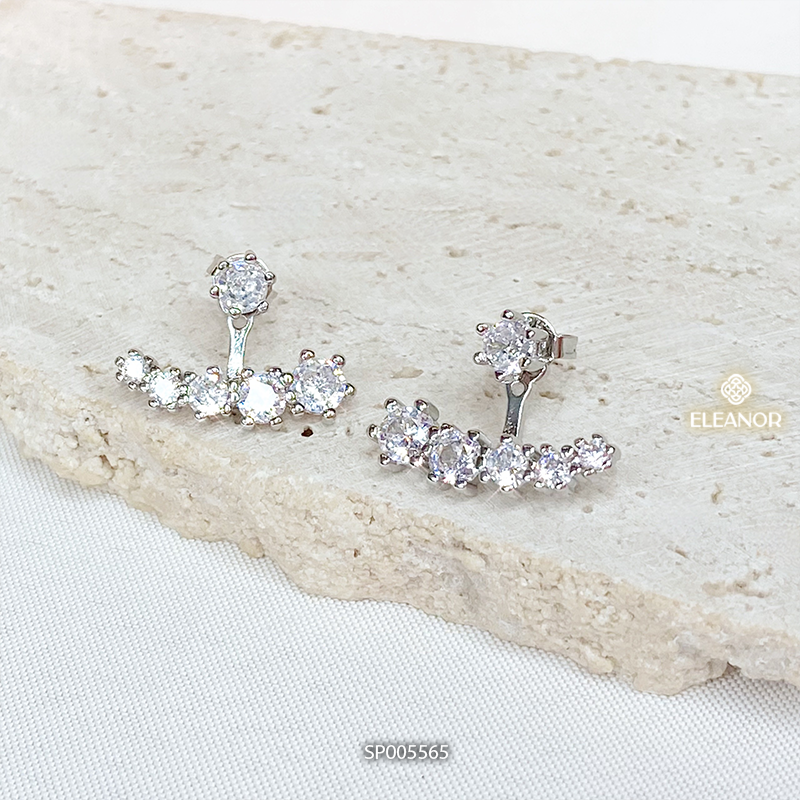 Bông tai nữ chuôi bạc 925 Eleanor Accessories viền đính đá kiểu dáng độc đáo phụ kiện trang sức 5565