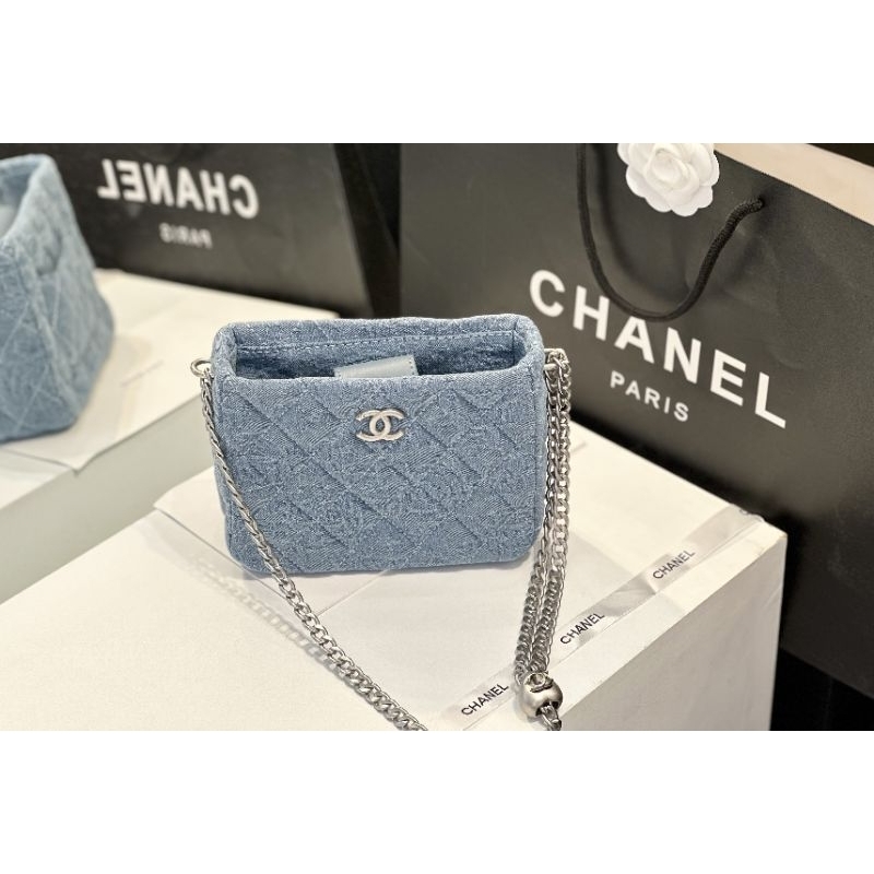 Túi xách nữ Hobo vải bò in logo hoa C.N sz20cm phụ kiện cao cấp cực đẹp