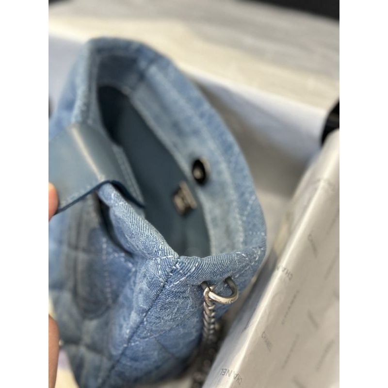 Túi xách nữ Hobo vải bò in logo hoa C.N sz20cm phụ kiện cao cấp cực đẹp