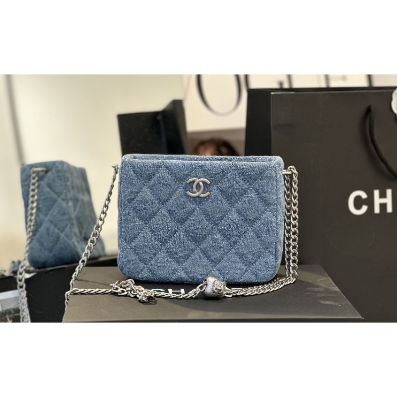 Túi xách nữ Hobo vải bò in logo hoa C.N sz20cm phụ kiện cao cấp cực đẹp