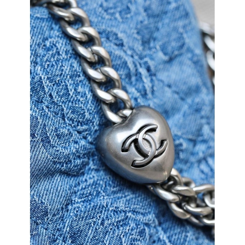 Túi xách nữ Hobo vải bò in logo hoa C.N sz20cm phụ kiện cao cấp cực đẹp