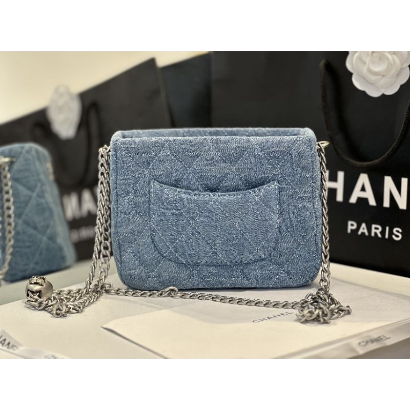 Túi xách nữ Hobo vải bò in logo hoa C.N sz20cm phụ kiện cao cấp cực đẹp