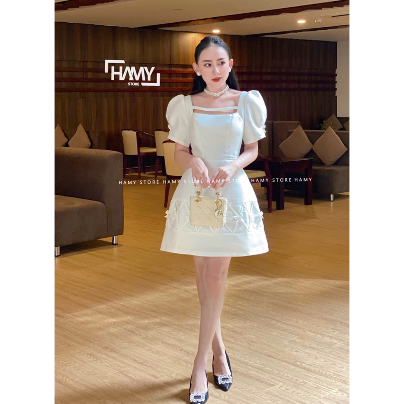 Đầm Có Tay Ngắn Đan Nơ