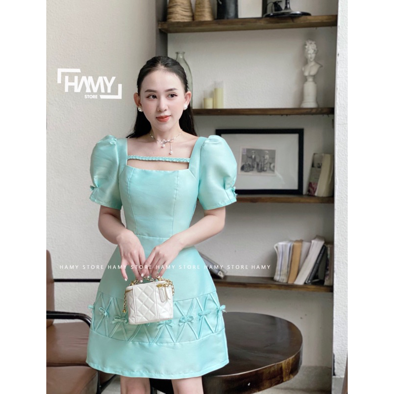 Đầm Có Tay Ngắn Đan Nơ