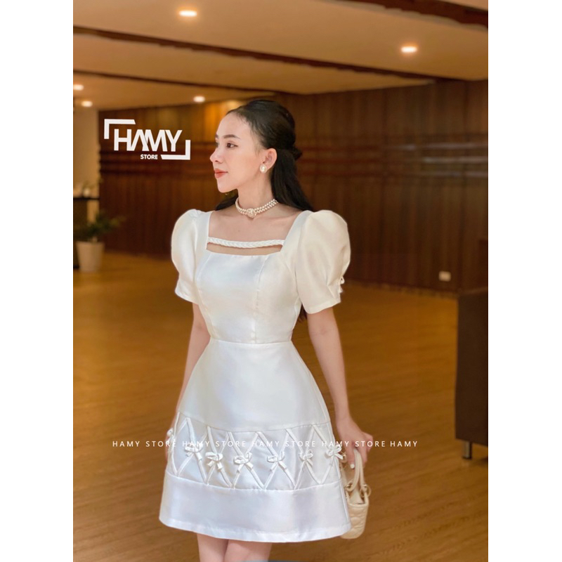 Đầm Có Tay Ngắn Đan Nơ