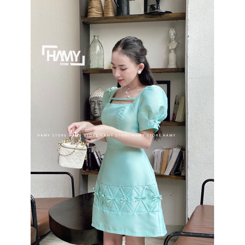 Đầm Có Tay Ngắn Đan Nơ