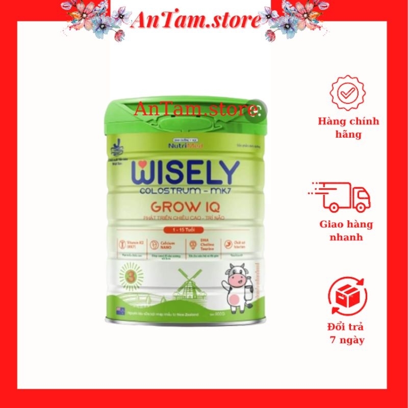 Sữa Wisely Grow IQ colostrum MK7 lon 900g