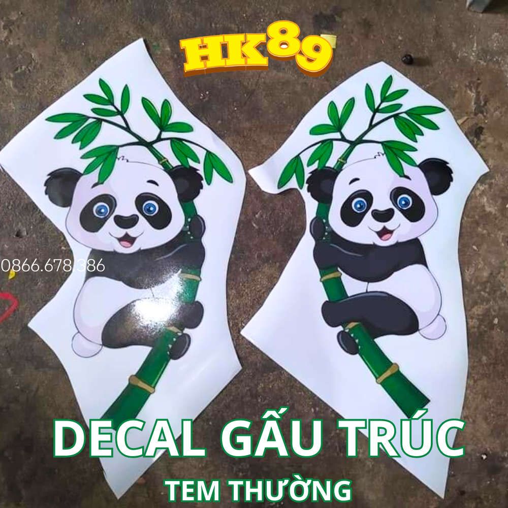 Tem xe Gấu trúc - Decal 3 lớp, Phản quang 7 màu
