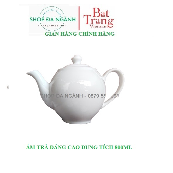 Ấm trà siêu trắng có màng lọc chống tắc dung tích 800 ml gốm sứ Bát Tràng