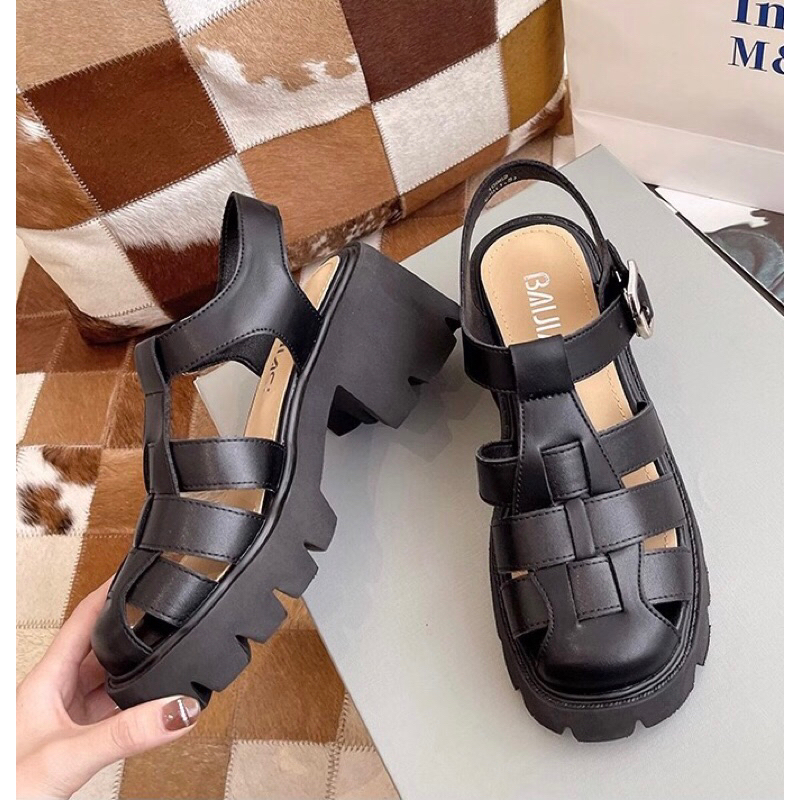 Dép Nữ Sandal Rọ Đế Răng Cưa Cao 7cm Bản Nâng Cấp