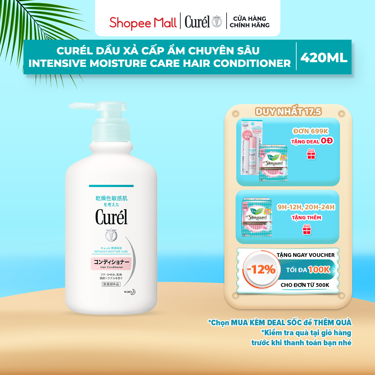 [Freeship] Dầu Xả Cấp Ẩm Chuyên Sâu Curel Intensive Moisture Care Hair Conditioner 420ml