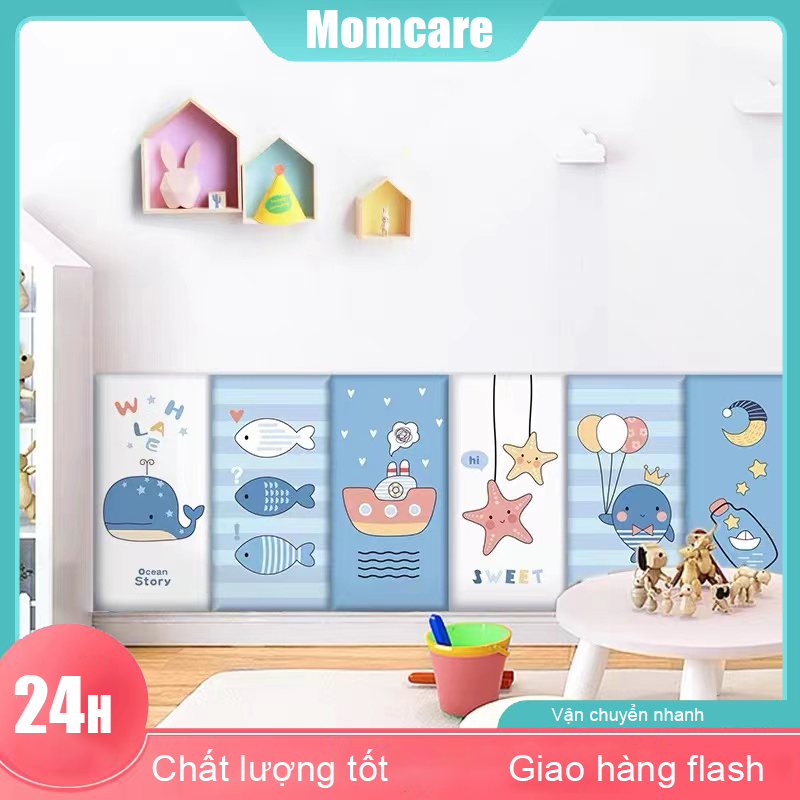 Miếng dán tường 3D  Bằng Da In 3D IGA Trang Trí Phòng và Bảo Vệ An Toàn Cho Bé