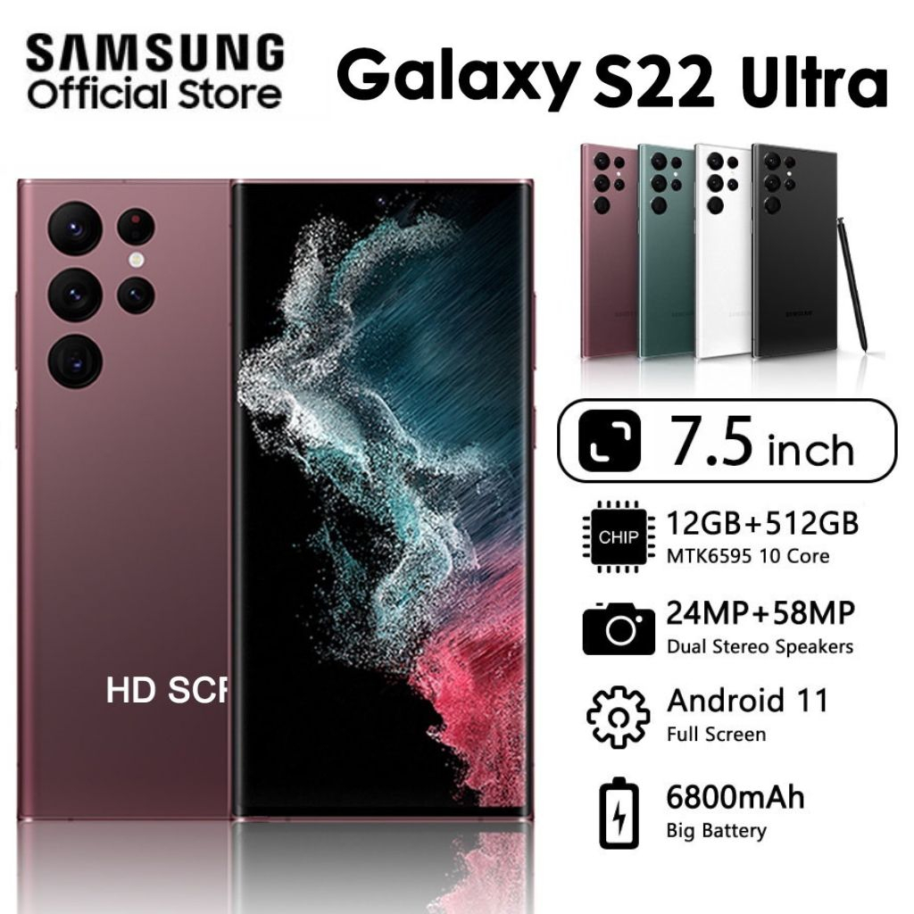 Điện Thoại Di Động Chính Hãng Galaxy S22 Ultra 16GB+512GB Android Điện Thoại 5G điện thoại thông minh【COD】