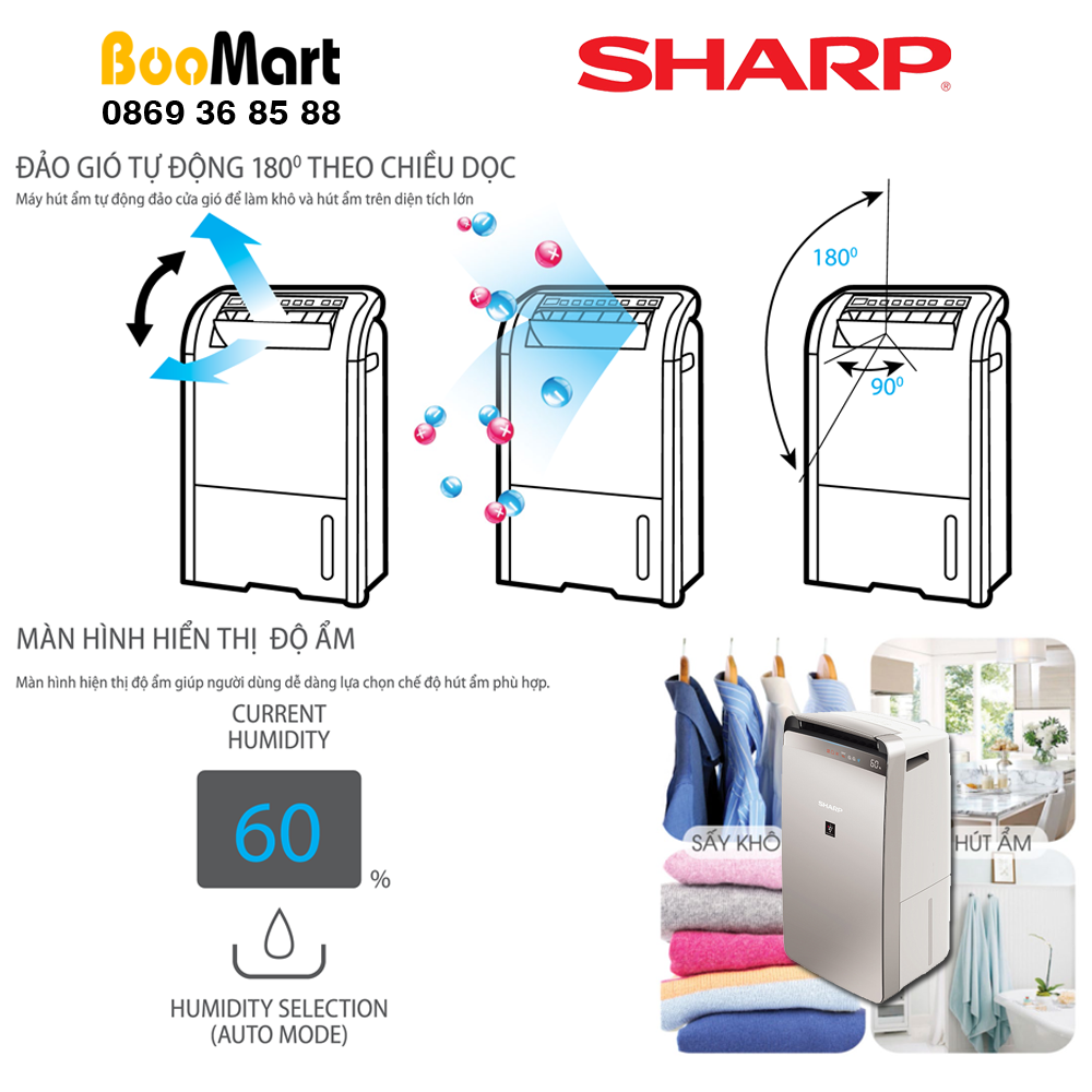 Máy lọc không khí và hút ẩm SHARP DW-J27FV-S, inverter tiết kiệm điện, hàng chính hãng, bảo hành 12 tháng | BigBuy360 - bigbuy360.vn